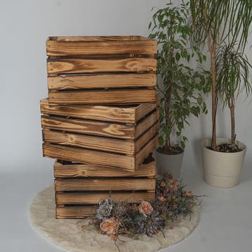 Nieuwe houten fruitkisten 50x40x30cm - gebrand - opbergkist, Minder dan 50 cm, Verzenden, Nieuw, Minder dan 50 cm