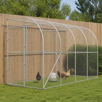 vidaXL Kippenhok Tegen de Muur zilver 600 x 150 x 215 cm, Verzenden, Nieuw