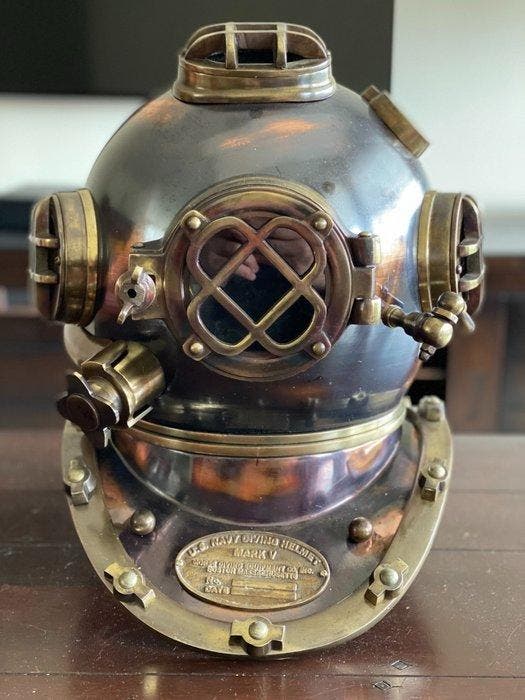 Duikhelm - Full size 18 deluxe U.S. Mark V Deep Sea, Antiquités & Art, Art | Objets design