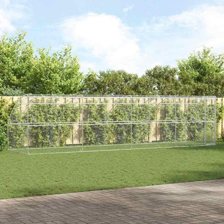 vidaXL Hondenhok 4 pcs Zilver 8 x 2 x 2 m Gegalvaniseerd, Dieren en Toebehoren, Hondenbenches, Nieuw, Verzenden