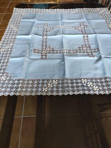 Tafelkleed (7) - 93 cm - 91 cm - Vintage tafellinnen