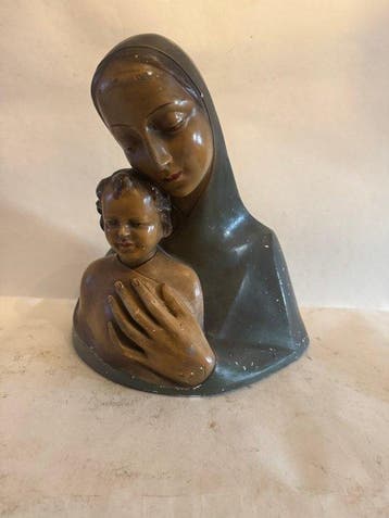 A.Prete - Statue, Buste - Madonna met kind - 34 cm - Plâtre, Antiquités & Art