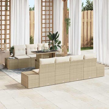 vidaXL Tuinbank Set 8 st Beige en Crème, Verzenden, Nieuw