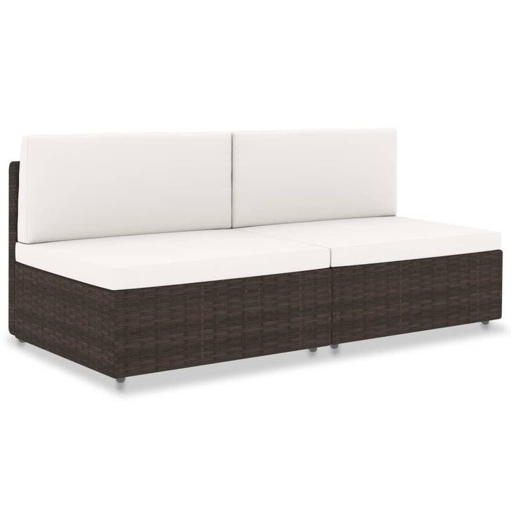 vidaXL Tweezitsbank sectioneel poly rattan bruin, Tuin en Terras, Tuinsets en Loungesets, Nieuw, Verzenden