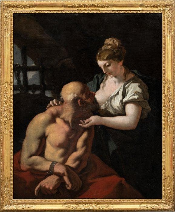 Giovanni Antonio Pellegrini (1675-1741) - Roman Charity, Antiquités & Art, Art | Peinture | Classique