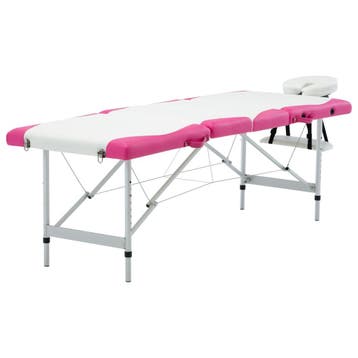 vidaXL Massagetafel inklapbaar 4 zones aluminium wit en roze, Sport en Fitness, Massageproducten, Verzenden, Nieuw