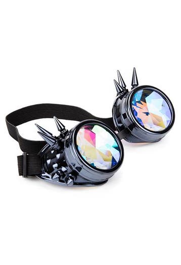 KIMU® Goggles Steampunk Bril Spikes Gunmetal Antraciet Montu, Kleding | Dames, Carnavalskleding en Feestkleding, Ophalen of Verzenden