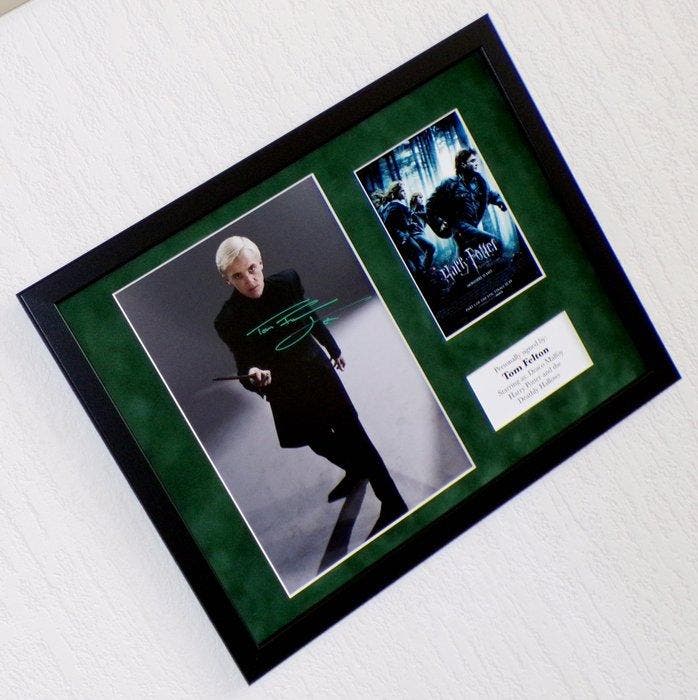 Harry Potter - Tom Felton (Draco Malfoy) Framed, signed +, Collections, Cinéma & Télévision