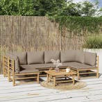 vidaXL 7-delige Loungeset met kussens bamboe taupe, Verzenden, Nieuw, Loungeset