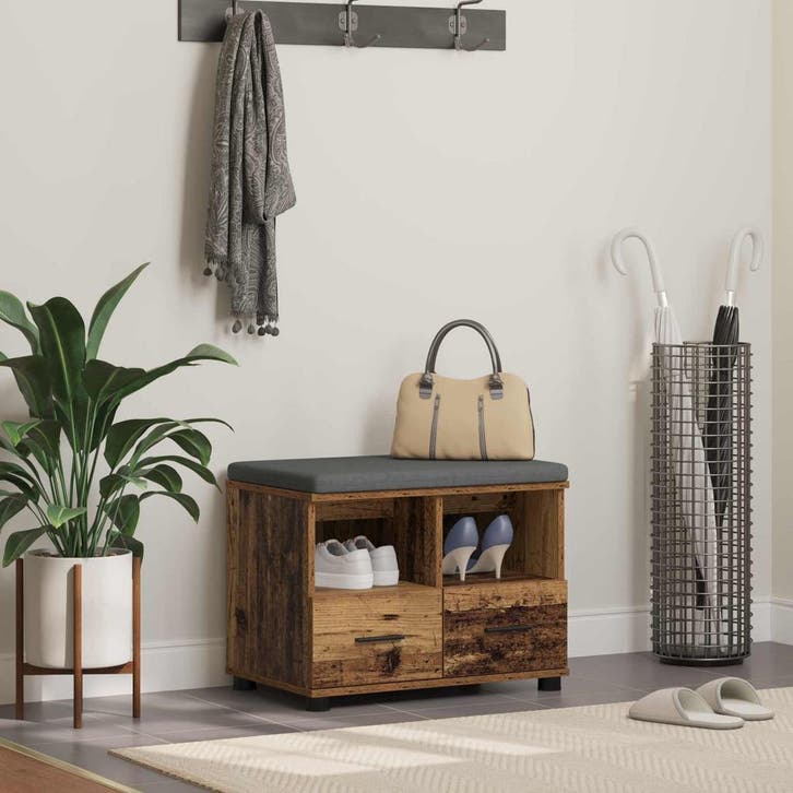 vidaXL Hallenbank Oudhout 60 x 38 x 46 cm Geengineerd Hout, Huis en Inrichting, Overige Huis en Inrichting, Nieuw, Verzenden