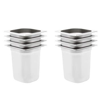 vidaXL Gastronormbakken 8 st GN 1/6 200 mm roestvrij staal, Antiek en Kunst, Verzenden
