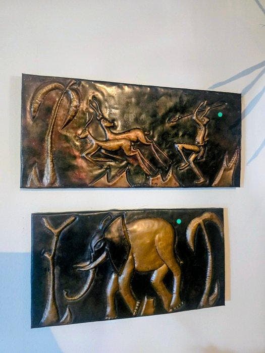 By Kasamba B. (École Kasomba Kamba) - Reliefs Wilde savanne, Antiquités & Art, Art | Art non-occidental