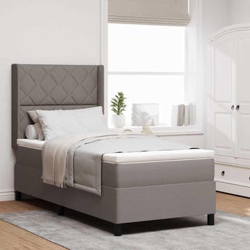 vidaXL LED Box Spring Bed met hoofdeinde Taupe 100 x 200 cm, Verzenden