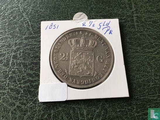 Nederland 2½ gulden 1851 (type 1), Timbres & Monnaies, Monnaies | Pays-Bas, Envoi