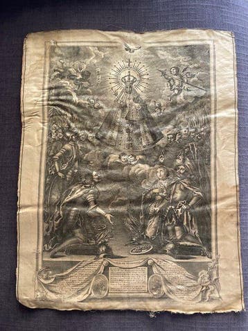 Ancienne estampe/gravure de Notre-Dame de Guadalupe