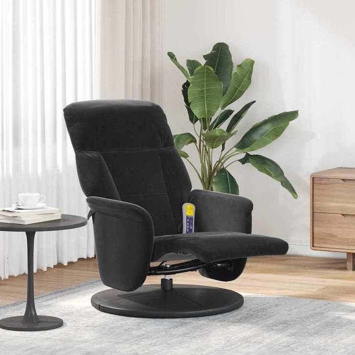 vidaXL Massage Relaxstoel Zwart 91 x 71 x 105 cm Fluweel, Maison & Meubles, Chaises, Envoi