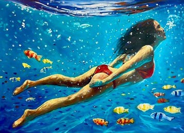 Ernest M. - Náyade entre Peces, Antiquités & Art