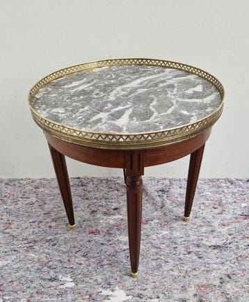 Franse ronde XVI stijl bijzettafel met marmeren blad - Table
