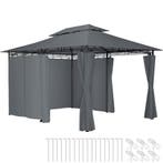 tectake Luxe tuinpaviljoen Emine 4x3m met 6 zijdelen - antra, Verzenden