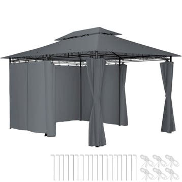 tectake Luxe tuinpaviljoen Emine 4x3m met 6 zijdelen - antra, Verzenden, Nieuw