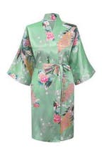 KIMU® Kimono Mintgroen Kort L-XL Yukata Satijn Boven de Knie, Kleding | Dames, Ophalen of Verzenden, Nieuw