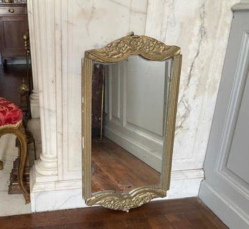 Miroir - Bois - Miroir à motif floral, Antiquités & Art, Curiosités & Brocante