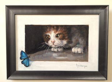 Mijnsbergen - Kat met vlinder, Antiek en Kunst