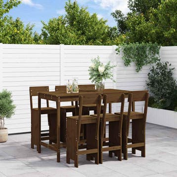 vidaXL 7-delige Tuinbarset massief grenenhout honingbruin, Tuin en Terras, Verzenden, Nieuw