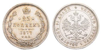 25 Kopeken 1877 Spb Russland: Alexander Ii, 1855-1881, Verzenden