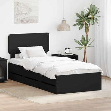 vidaXL Bedframe met lade Zwart 90 x 200 cm Geconstrueerd, Verzenden, Nieuw