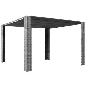 vidaXL Prieel met dak 300x300x220 cm poly rattan grijs en, Verzenden