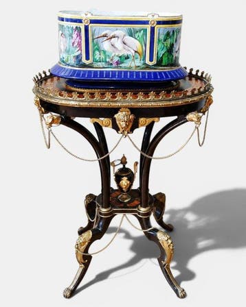 Creil et Montereau - Jardinière (2) - Brons, Hout, Keramiek, Antiek en Kunst