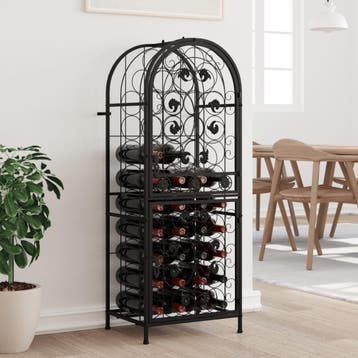 vidaXL Wijnrek voor 41 flessen 45x36x120 cm smeedijzer zwart, Huis en Inrichting, Verzenden, Nieuw