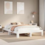 vidaXL Bedframe zonder matras massief grenenhout wit 140x200, Verzenden, Nieuw