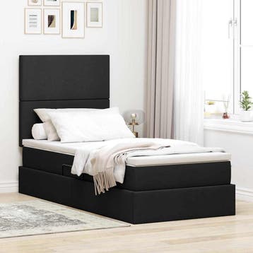 vidaXL LED opbergbed met matras Zwart 90 x 200 cm Stof, Verzenden