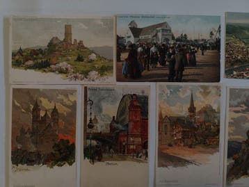 96 vintage ansichtkaarten uit diverse steden in