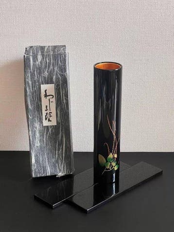 Vaas - Hout, Japanse lak - Japan - Vaas met houten kern en, Antiek en Kunst