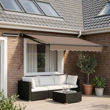 vidaXL Elektrisch Uitschuifbare Zonneluifel Taupe 3,5 x 2,5, Verzenden