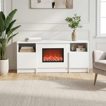vidaXL Elektrische haard Wit 98 x 28,5 x 40,5 cm Bewerkt, Maison & Meubles, Verzenden