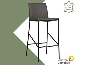 Leren barkruk hoog Favor - Toledo Antracite (donkergrijs) -, Nieuw, Leer, Ophalen of Verzenden, 90 cm of meer