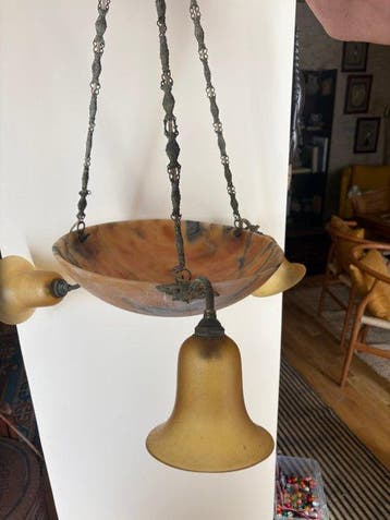 Lampe à suspendre - Albâtre, Laiton