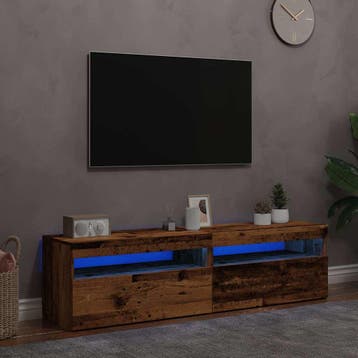 vidaXL Tv-meubels met LED-verlichting 2 st bewerkt hout oud, Verzenden