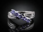 Blauwe paarse tanzanietring - 925 sterlingzilver, Antiek en Kunst
