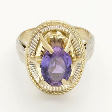 Ring - 18 karaat Geel goud - Saffier, Nieuw