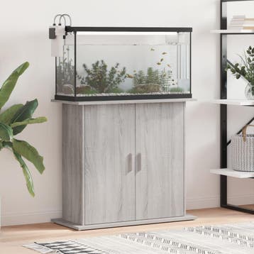 vidaXL Aquariumstandaard 81x36x73 cm bewerkt hout grijs, Verzenden, Nieuw