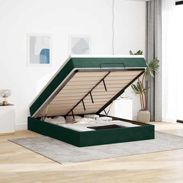 vidaXL Ottoman bed met matras 140x190cm fluweel donkergroen, Verzenden