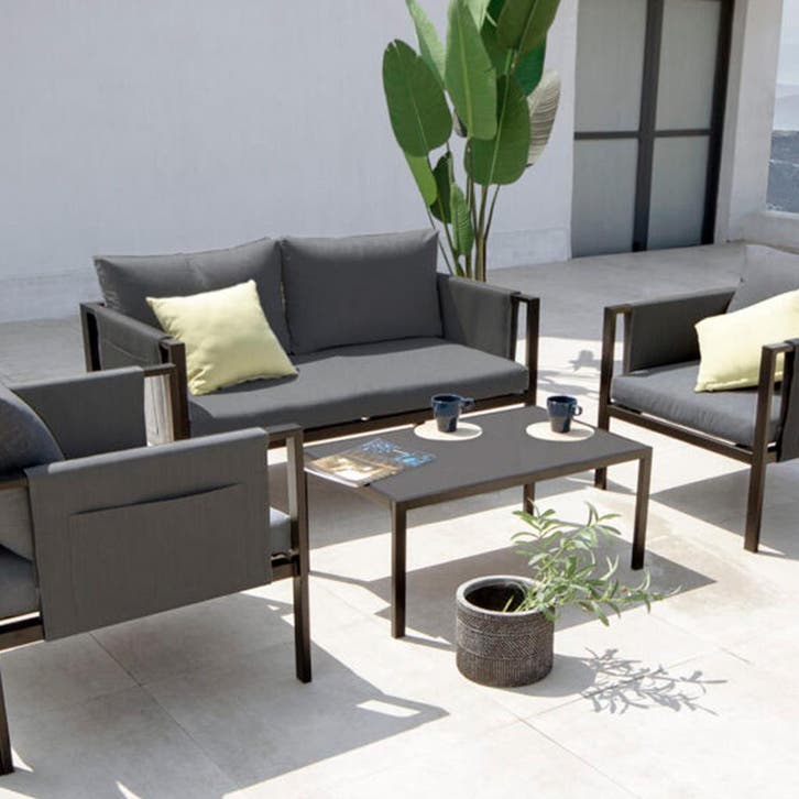 Tuinset zwart 4 delig | Donkergrijze Kussens, Jardin & Terrasse, Ensembles de jardin, Envoi