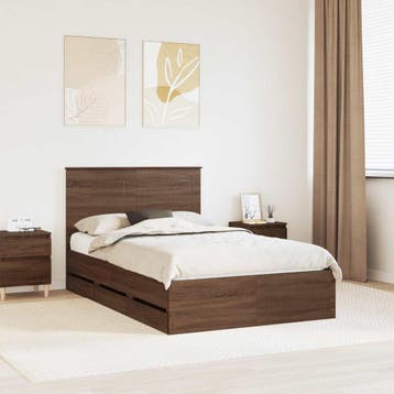 vidaXL Bedframe met lade Bruin Eiken 120 x 190 cm, Verzenden, Nieuw
