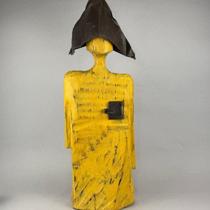 Karol Dusza (1972) - The Pierrott - 74cm- Wooden Sculpture), Antiek en Kunst, Kunst | Designobjecten