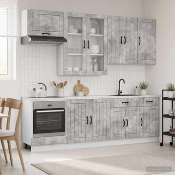 vidaXL Keukenblok LUCCA 8 pcs Betongrijs Bewerkt hout, Huis en Inrichting, Verzenden, Nieuw